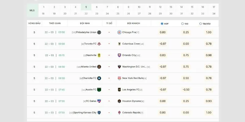 Thông tin lịch thi đấu bóng đá hiển thị rõ ràng chi tiết